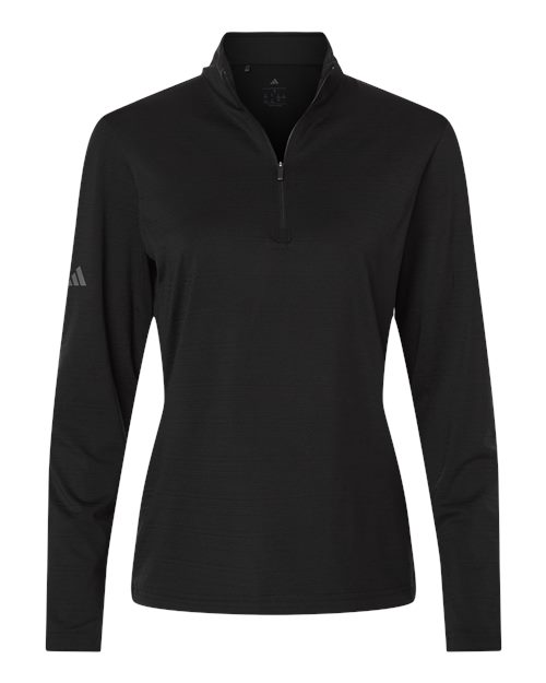 Ladies Adias Textured Stripe 1/4 Zip Pullover