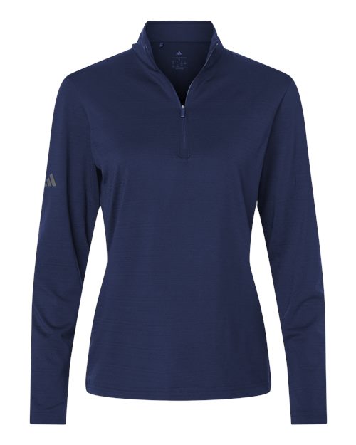 Ladies Adias Textured Stripe 1/4 Zip Pullover