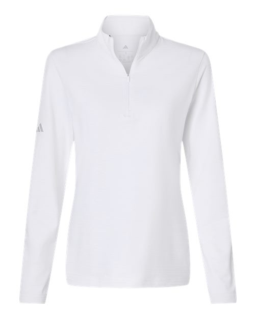Ladies Adias Textured Stripe 1/4 Zip Pullover