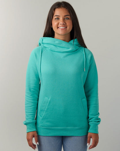 Ladies Funnel Neck Hooded Sweatshirt