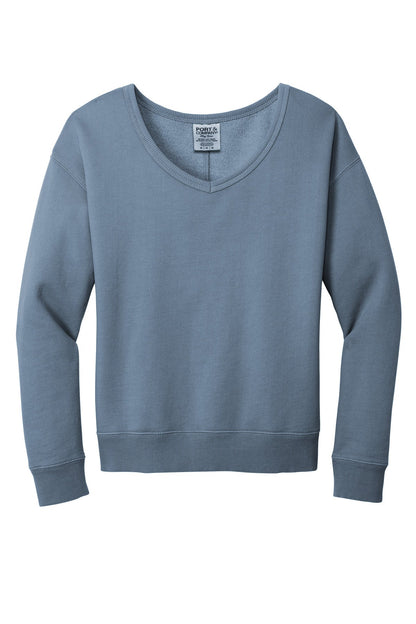 Ladies Beach Wash Garment Dye V-Neck Sweatshirt